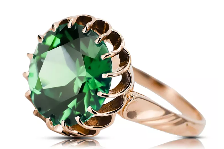 Emerald Original Vintage 14K Rose Gold Ring Vintage craft vrc035r